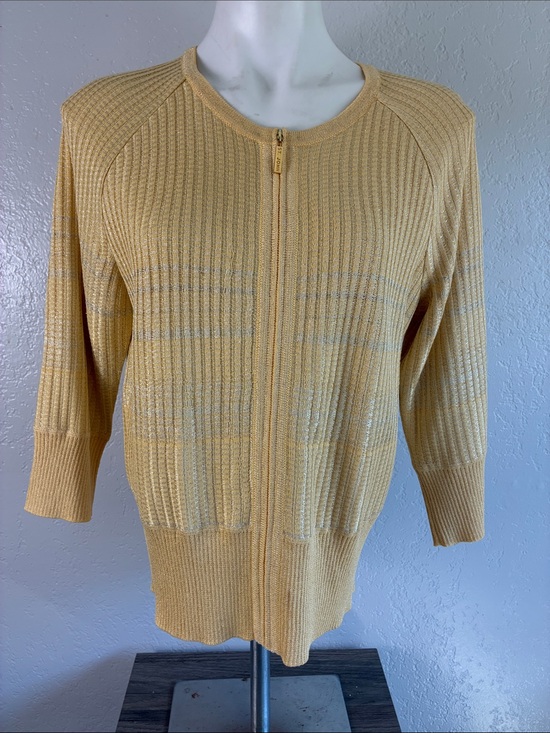 St. John Jackets & Blazers - St John Gold & Silver Zip-Front Knit Sweater 
Size medium